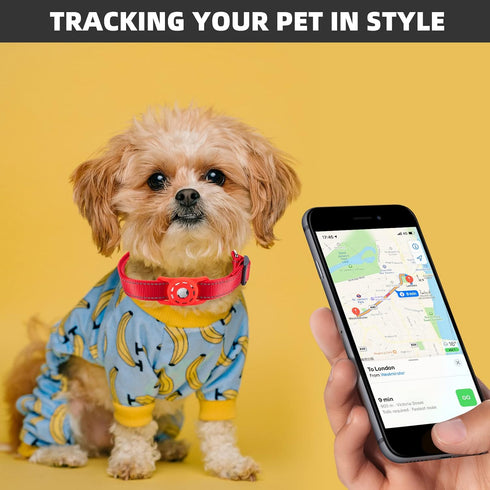 Reflective AirTag Dog Collar, Compatible with Apple AirTag, Nylon Pet Collar for Small, Medium, Large Dogs