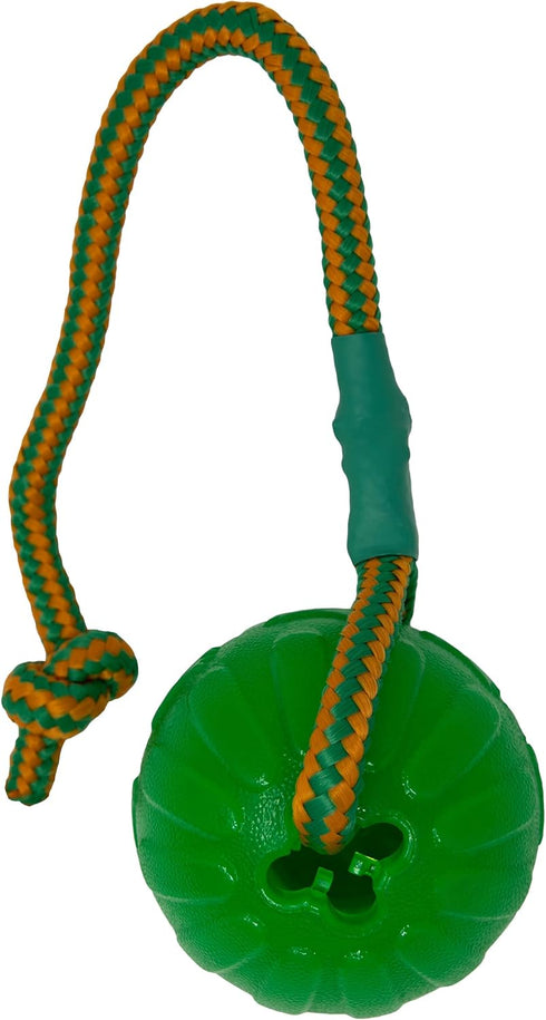 Starmark Durable Fun Ball on Rope for Dogs, Medium/Large, Green