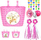 Girls Bike Basket, Front Handlebar Bicycle Basket with Bike Horn, Wheel Beads, Stickers, Streamers Kit