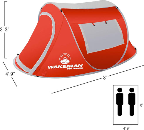 Pop-up Tent 2 Person Collection - Water Resistant Barrel Style Tent for Camping with Rain Fly and Carry Bag