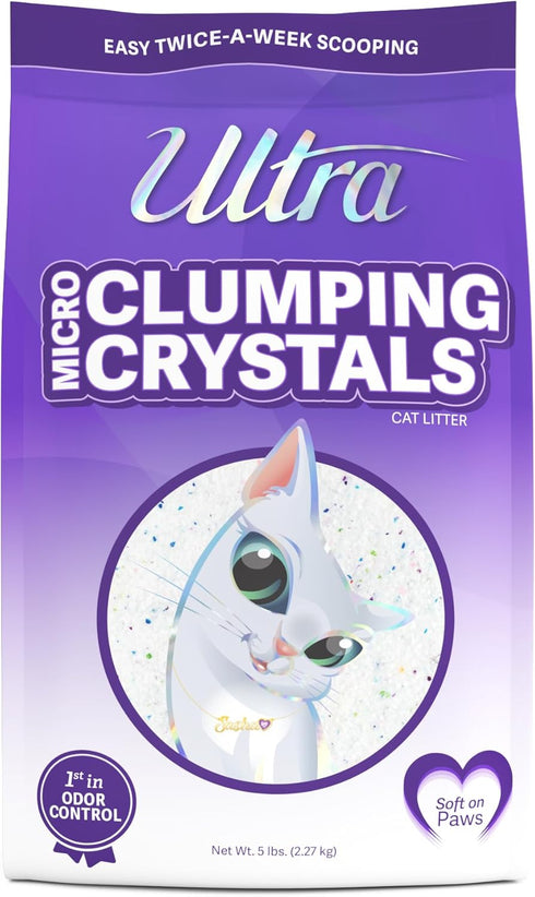 Ultra Pet Clumping Crystal Cat Litter, 5 Lbs - White Crystals with Multicolor Crystals