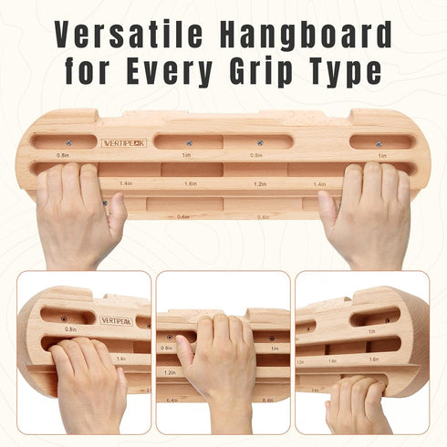 Wooden Climbing Hangboard, Training Hang Board, Rock Climbing Fingerboard with Incremental Depth Pockets for Finger