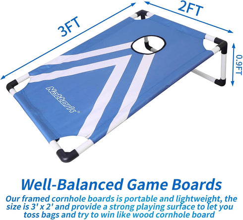 Set Set 2 8 Portable Cornhole PVC Framed Corn Holes Outdoor Game with Cornhole Boards, Cornhole Bean Bags and Carrying