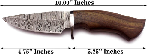 Handmade Damascus 10" Steel Bowie Knife for EDC, Hunting, Survival, Camping, Skinning, Bushcraft, Fishing.