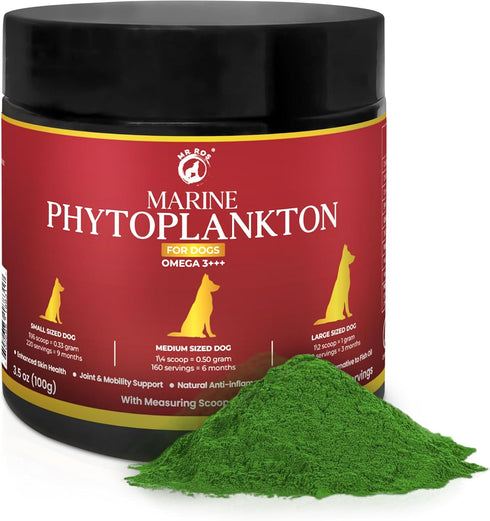 Mr. Ros Marine Phytoplankton: Supercharge Your Dog's Health (3.5 oz / 100 g), Essential Nutrients for Shiny Coat,