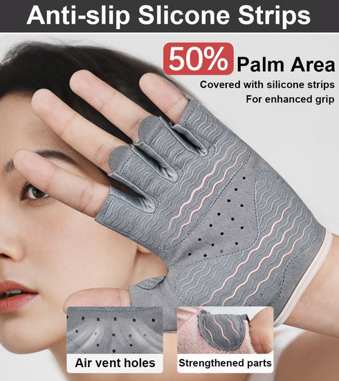 SUJAYU Gym Gloves Workout Gloves Women, Anti-Slip Breathable Gym Essentials Women for Weightlifting Cycling Training