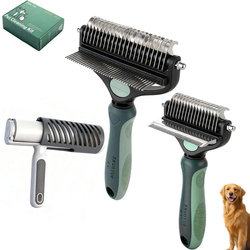 ZHUOYUE ZX 3-in-1 Deshedding Dog Brush, Deshedding Dog Grooming Brush & Undercoat Rake with