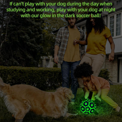 Glow in The Dark Dog Toys - Interactive Light Up Soccer Ball with Straps for Small & Medium Dogs, Puppy Gifts