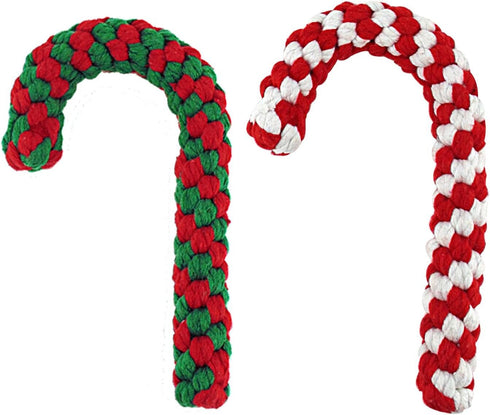 Candy Cane Rope Toy - Puppy Chew Dog Toys, Interactive Cotton Rope Toys for Medium & Large Dogs