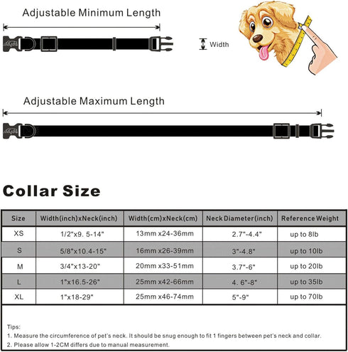 Soft Padded Breathable Cotton Dog Collar by lynxking, Solid Color Strong Adjustable Pet Collar for Little Puppy