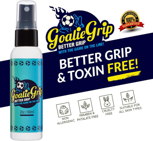 Goalie Grip Spray - Extra Grip for Soccer Goalie Gloves - Grip Spray for Goalkeeper Gloves - Soccer Gloves Grip Reinforcement - Better Grip for Soccer Goalie Gloves Youth - Soccer Accessories 2 oz by SPIN IT GRIPPING SOLUTION