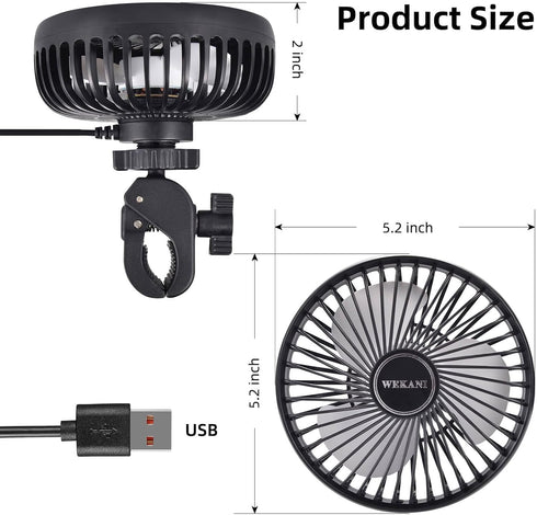 Golf Cart Fans for Accessories, 3-speed Settings Fit EZGO Club Car Yamaha Models with Portable USB Input