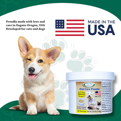 Dog or Cat Oral Care Powder – Tartar and Plaque Remover for Oral Hygiene, 550 Servings, Medium Size