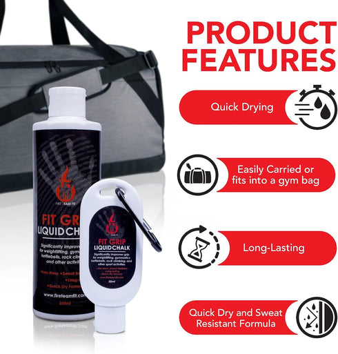 Liquid Chalk for Weight Lifting, Rock Climbing, Cross Training, & Powerlifting, Gym Approved Workout Chalk for Hands