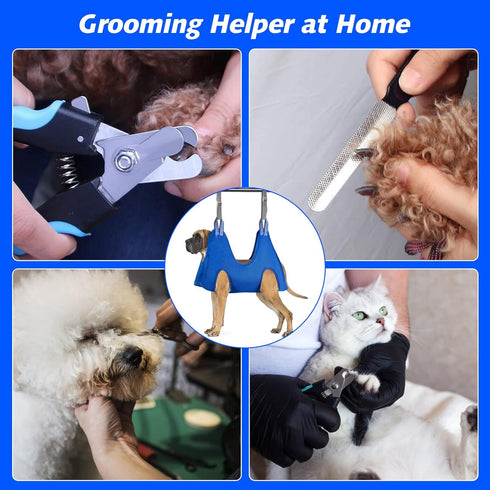 Pet Grooming Hammock for XXL Large Dogs with Nail Clippers, Grooming Scissors, and Harness for Nail Trimming