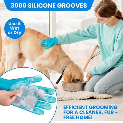 Kesarunique 8PCS Pet Grooming & Bathing Kit for Dogs & Cats, Dog Bathing Supplies with Silicone Dog Washing Gloves, Dog