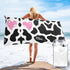 LHBALXQHTY Black White Milk Cow Print Quick Dry Towel with Hanging Loop and Storage Bag for Travel, Gym, Camping