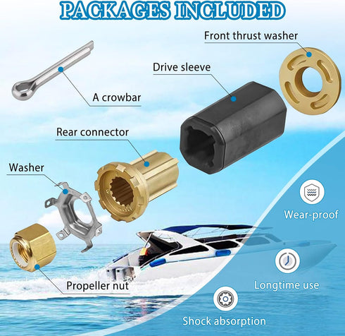 Flo-Torq II Hub Kit Replacement for Mercury Outboard Boat Motors 60-300 HP | Bravo One Drives, 15 Spline Tooth