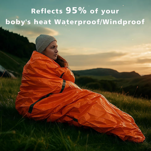 Zmoon Emergency Sleeping Bag Survival Bag, Portable Waterproof Thermal Bivy Sacks for Camping Gear