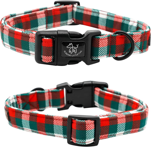 Elegant Christmas Dog Collar, Red Plaid Adjustable Collar for Medium Dogs, Holiday Gift for Pets
