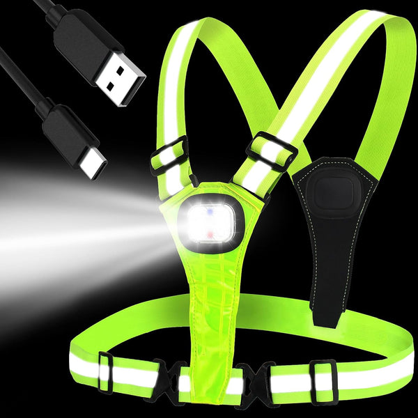 LED Reflective Safety Vest, High-Visibility Rechargeable Light Vest for Running, Walking, Cycling, Adjustable Fit