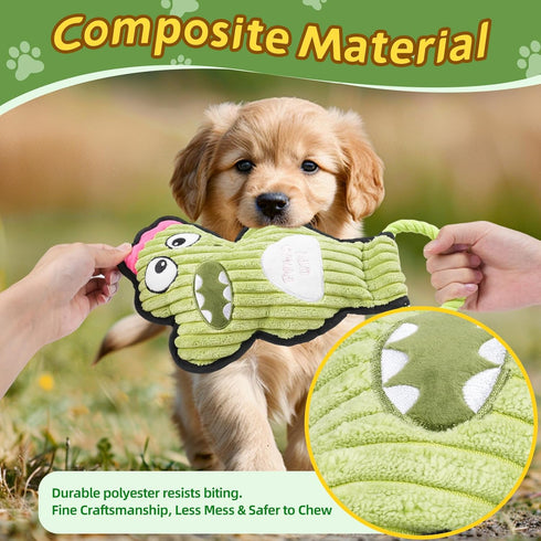 Grnstf 2-Pack Set Crinkle and Squeaky Dog Toys & Tough Tug of War - No Stuffing Chew-Resistant Plush Toys to Keep Them