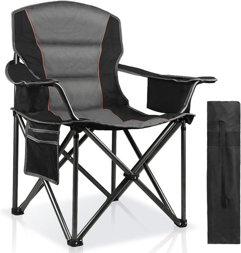 Oversized Padded Camping Chairs for Adults,Heavy Duty Support 400 Lbs,Folding Portable Lawn