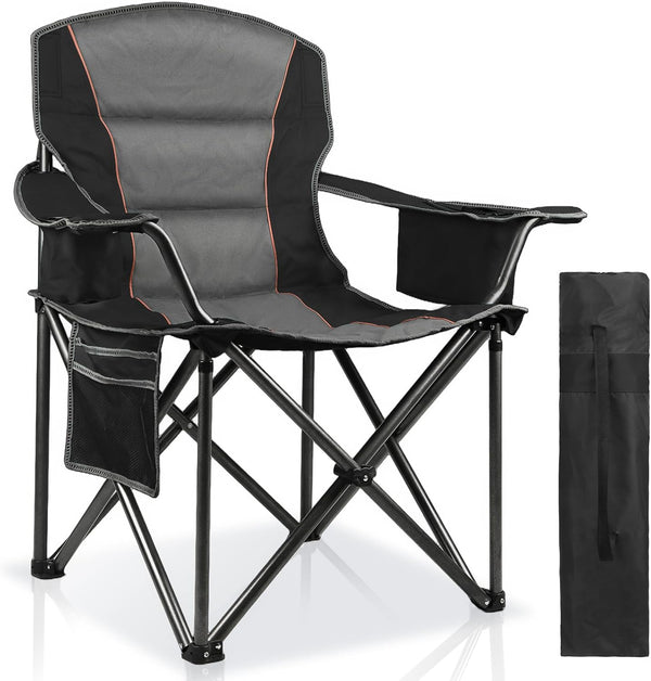 Oversized Padded Camping Chairs for Adults,Heavy Duty Support 400 Lbs,Folding Portable Lawn
