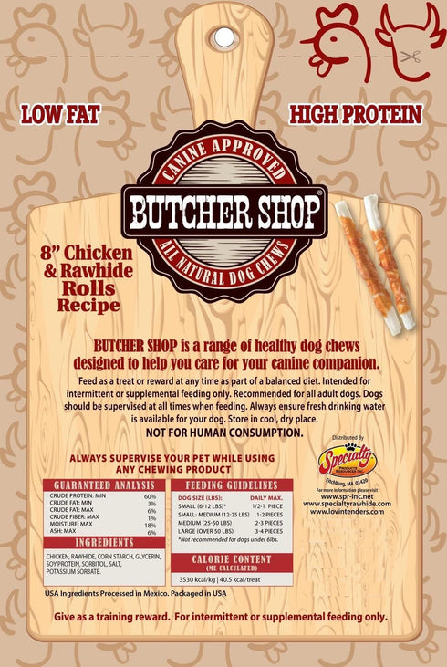Generic 8 (2 Pack 20 Butcher Shop Chicken & Rawhide Rolls Dog Treats - Rolls)