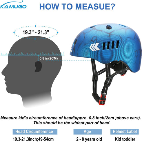KAMUGO Kids Bike Helmet Set | Toddler Helmet for Ages 2-8 with Protective Gear Set for Skateboard, Cycling, Scooter