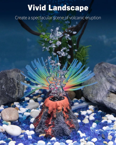 Uniclife Aquarium Volcano Ornament Kit Fish Tank Decoration Mini Resin Volcanic Decor for Fish Tank Landscape Realistic Mountain with Air Stone Bubbler Airline Tubing Accessories for Oxygenation