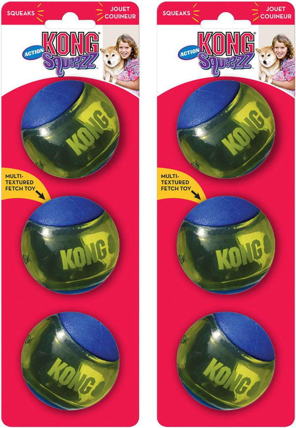 KONG Squeezz Action Ball Dog Toy Durable Bouncy Ball with Built-in Squeaker