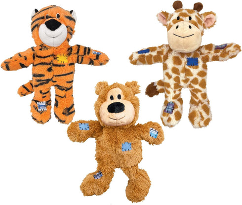 KONG Wild Knots Dog Toys 3 Pack Bear, Giraffe & Tiger Durable
