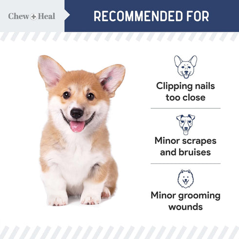 Chew + Heal Labs Styptic Powder for Dogs, Cats, and Other Animals - .5 oz Quick Stop Bleeding Powder for Minor Cuts and