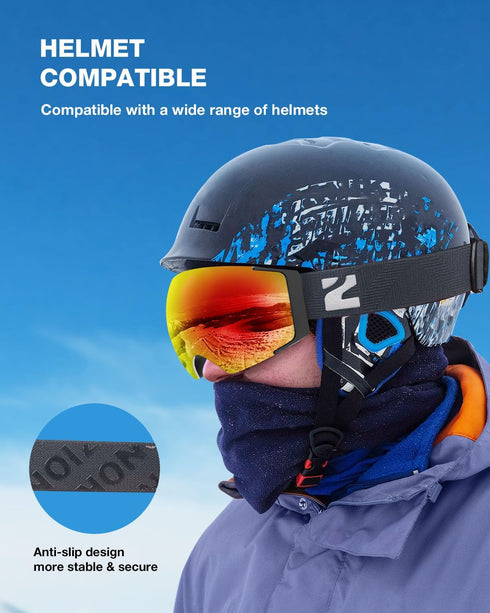 ZIONOR X4 Ski Goggles with Magnetic Lens - Snowboard Goggles for Men and Women, Anti-fog UV Protection