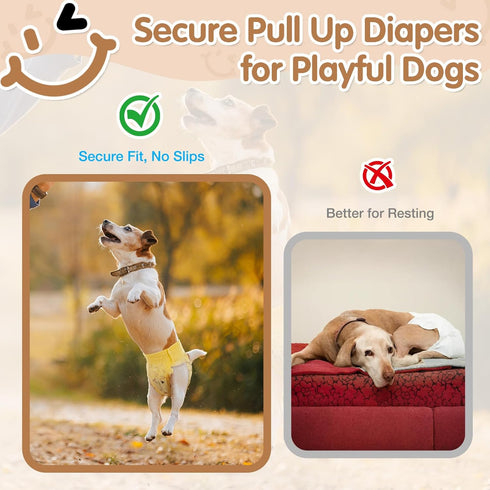 FurVeluxia 360Stretchy Period(XS,60PCS) Dog Diapers Female, Pull It Up Disposable Puppy Diapers with Waist,Super