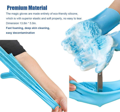 Bygytyo Pet Washing Bathing Grooming Gloves - 3 in 1 Hair Remover Brush and Nail Clippers Kit