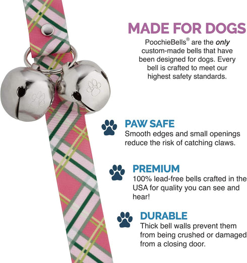 Handcrafted Dog Doorbell for Potty Training, Doggie-Safe USA-Made, Spring Fling Plaid