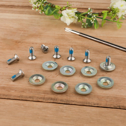 Snowboard Binding Screw Set, Stainless Steel Mounting Screws with Anti-Slip Washers for Snowboard Replacement Hardware