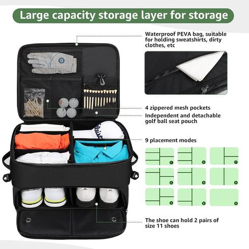 Golf Gifts for Men and Women, Golf Car Trunk Locker Organizer with Compartments for Shoes and Accessories