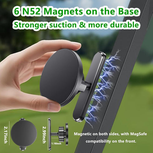 Keaixinyu 360 N52 Magnetic Golf Cart Phone Holder, Rotation, Super Strong Magnet Compatible with MagSafe iPhone