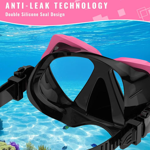 ForShine Set Swimming Packages Snorkeling Gear for Adults, Snorkel Scuba Diving mask Dry-Top, Adult Goggles w/Nose