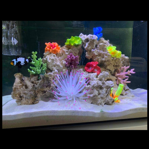 Mallofusa Artificial Sea Anemone – Silicone Fish Tank Decoration Ornament (White)