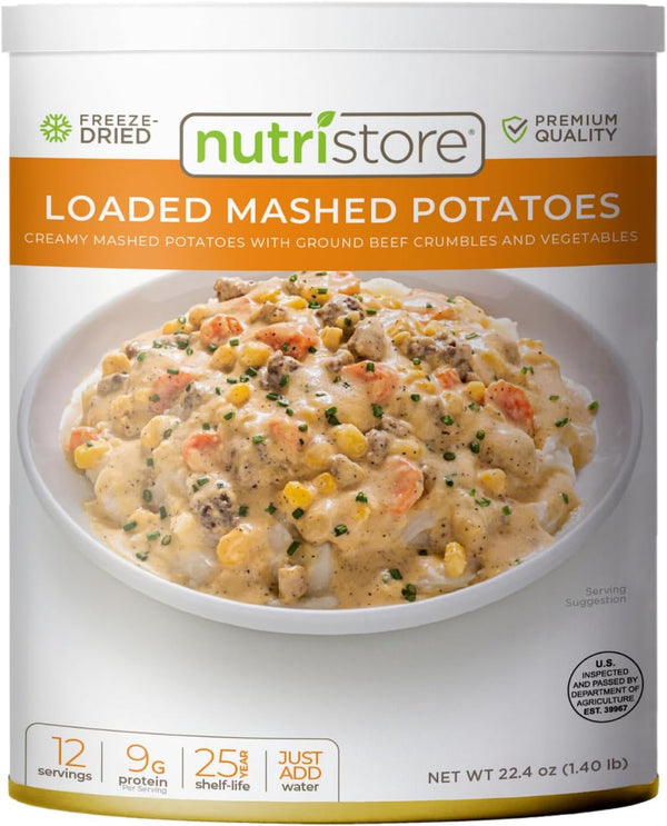 Nutristore Freeze-Dried Loaded Mashed Potatoes - Emergency Survival Meal, 25 Year Shelf Life, USDA Inspected