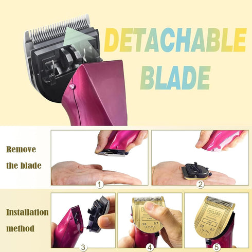 Adjustable 5 in 1 Dog Grooming Blades - Compatible with Wahl Animal Clipper Arco, Bravura, Chromado, Creativa, Figura