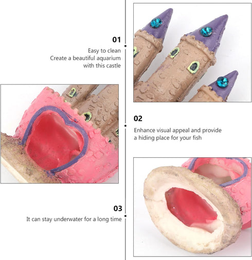 Heart Castle Statue, Aquarium Castle Fish Hidden Cave Ornament for Reptile Decor and Accessories
