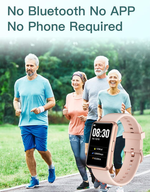 HUAKUA Fitness Tracker, No Bluetooth or APP Needed, Waterproof Fitness Watch for Men and Women