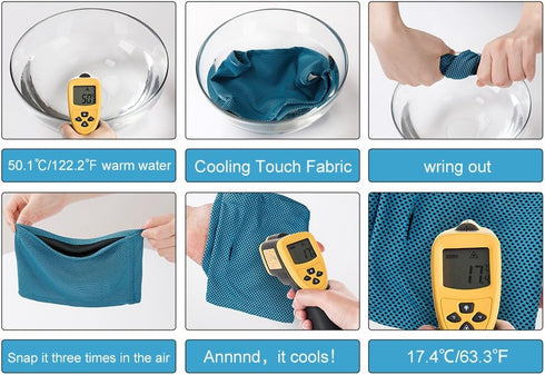 DELIFUR Dog Instant Cooling Bandana, Breathable Scarf for Cats, Ice Collar for Summer, Blue, Size M