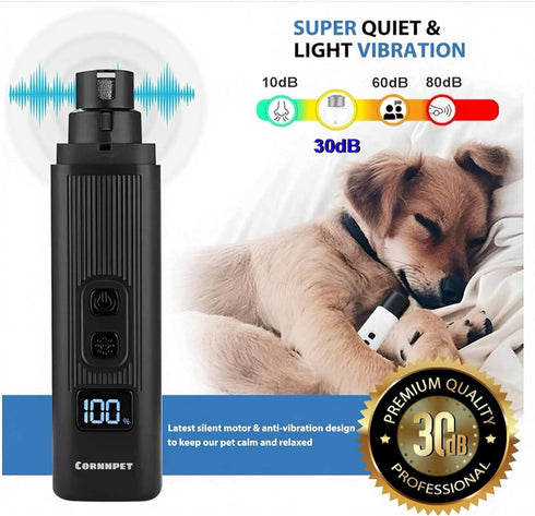 2 Trimmers 2 Dog Nail Grinder - Speed Super Quiet and Low Vibration Electric Pet Nail Grinder - Rechargeable Dog Nail
