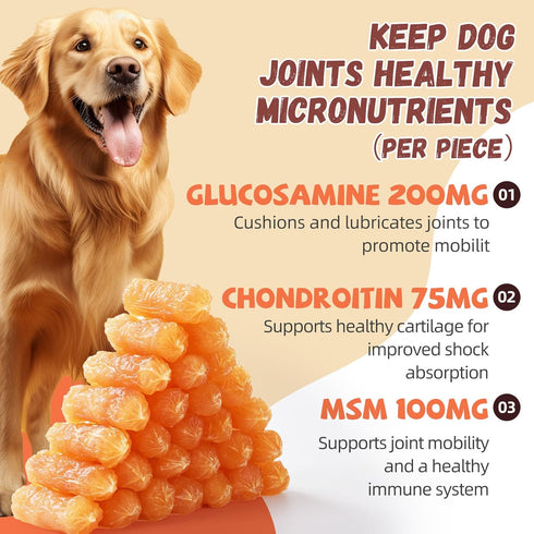 10.6 oz Pawmate Dog Treats Chicken Sausages, Natural Chicken Jerky Training Treats with Glucosamine, Chondroitin, MSM